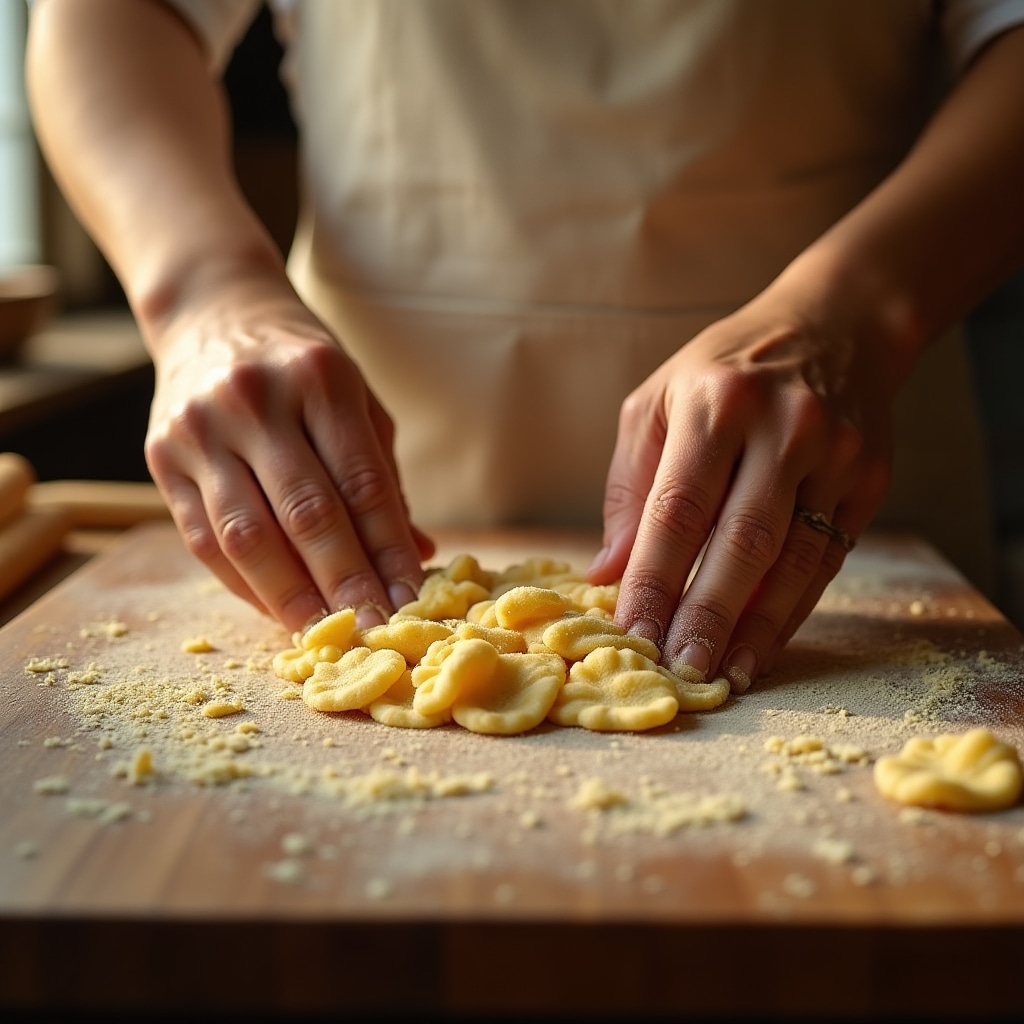 Orecchiette pugliesi fatte a mano durante il workshop